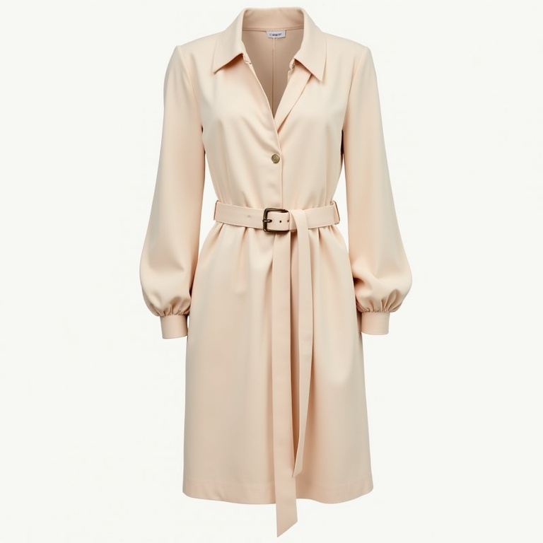 Robe chemise velours côtelé beige avec ceinture